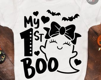 My 1st Boo PNG SVG, My First Halloween Svg Png, Baby Girl Ghost Cut Files, Newborn Svg, Baby Costume Png, Sublimation, Silhouette, Cricut