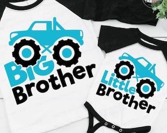 Storebror PNG SVG, Lillebror PNG Svg, Storebror och Lil Bro Svg Png, Monster Truck Cut-filer, Syskon, Silhuett, Cricut, Sublimering