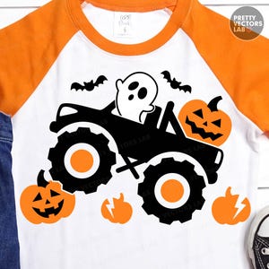 Pumpkin Monster Truck PNG SVG, Boys Halloween Svg Png, Ghost Cut Files, Kids Png, Baby Svg, Boy Shirt Design, Sublimation, Silhouette Cricut image 1