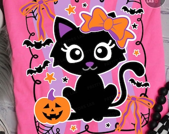 Halloween Black Cat PNG, Funny Halloween Png, Spooky Coquette Png, Preppy Fall Png, Girly Retro Png, Spooky Season, Halloween Shirt Design