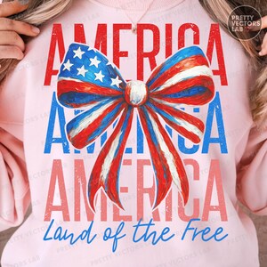 Patriottische flirtstrik png, Amerika land van de gratis png, 4 juli, VS shirtontwerp, geschilderde strik png, Amerikaanse vlag, sublimatie DTF png