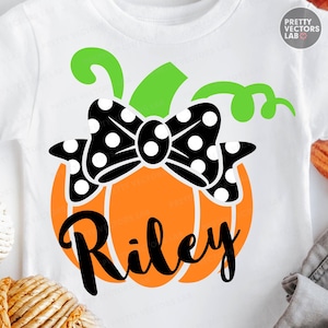 Cute Pumpkin PNG SVG, Girl Halloween Svg Png, Pumpkin with Bow Png Svg, Kids Fall Cut File, Girl Shirt Design, Sublimation Silhouette Cricut