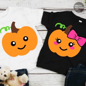 Abóboras fofas PNG SVG, Halloween Svg Png, Abóbora menino e menina PNG SVG, Ação de Graças infantil Svg, Arquivos de corte de outono, Sublimação, Silhueta, Cricut