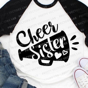 Cheer Sister Svg, Cheerleader Svg, Arquivos de Corte Cheer Sis, Clipart de Megafone, Meninas Svg, Dxf, EPS, PNG, Design de Camiseta Irmã, Silhueta, Cricut