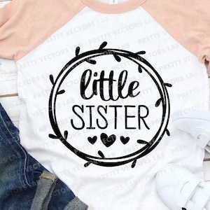Zusje Svg, babymeisje Svg, baby gesneden bestanden, pasgeboren baby Svg Dxf Eps Png, kinderen, Lil Sis Svg, broers en zussen citeer Clipart, silhouet Cricut
