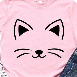 Kat gezicht Svg, kat oren en neus Svg, kitten gesneden bestanden, snorharen Svg, verjaardag Svg, Dxf, Eps, Png, Kids Clipart, Baby Svg, silhouet, Cricut