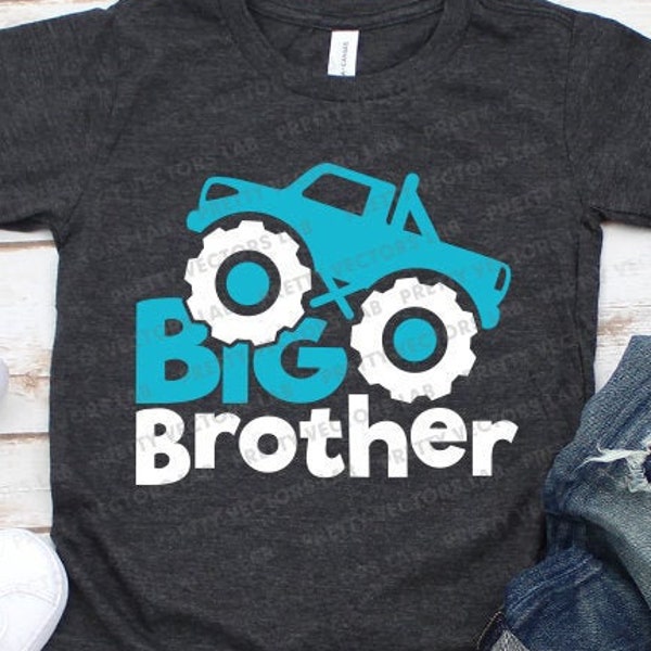 Big Brother Svg, Big Bro Svg, Brother Cut Files, Sibling Quote Svg Dxf Eps Png, Monster Truck Clipart, Boys Shirt Design, Silhouette, Cricut