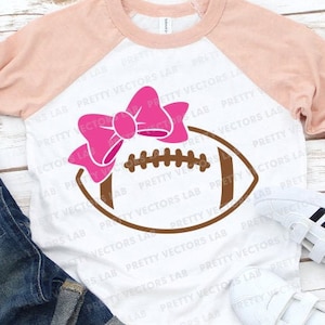 Voetbal met strik Svg, voetbal Svg, meisjes gesneden bestanden, Cheer Sister Svg Dxf Eps Png, sportshirt Design, speldag Clipart, silhouet Cricut