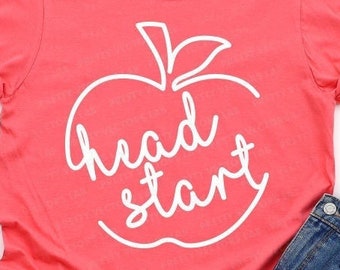 Head Start Svg, School Cut Files, Retour à l’école Svg, Teacher Svg, Apple Svg Dxf Eps Png, Teacher Shirt Svg, Kids Clipart, Cricut Silhouette