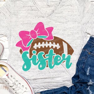 Irmã do Futebol Svg, Futebol com Laço Svg, Arquivos de Corte para Meninas, Maior Fã Svg, Dxf, EPS, PNG, Design de Camisa da Irmã da Torcida, Silhueta, Cricut