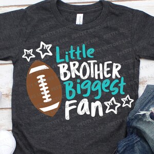 Little Brother Biggest Fan Svg, Football Brother Svg, Cheer Cut-bestanden, voetbal citaat Svg Dxf Eps Png, jongens Shirt Design, silhouet, Cricut