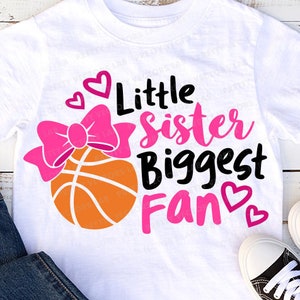 Kleine Schwester größter Fan Schädel-Svg, Basketball Schwester-Svg, Basketball-Schnitt-Dateien, jubeln Schwester-Svg Dxf Eps Png, Mädchen-Shirt-Svg, Silhouette Cricut