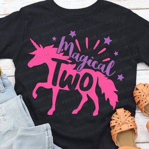 Einhorn-Geburtstagskind-Svg, magische zwei Art-Svg, 2. Geburtstags-Svg, Dxf, Eps, Png, Geburtstag 2 Schnittdateien, Einhorn-Shirt-Design, Silhouette, Cricut