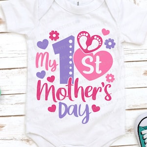 Mi primer Svg del Día de la Madre, Svg del Primer Día de la Madre, Archivos de corte para el Día de la Madre, Svg de Bebé, Dxf, Eps, Png, Diseño de Camiseta para Mamá, Silueta, Cricut