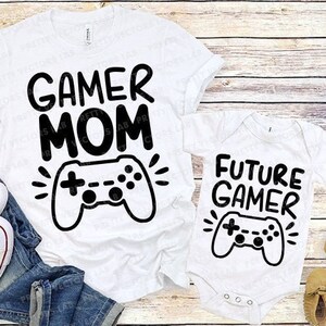 Mãe Gamer Svg, Futura Gamer Svg, Mamãe e Eu Svg, Arquivos de Corte Mamãe e Bebê, Engraçado Svg, Dxf, Eps, PNG, Camisetas Combinando Svg, Silhouette Cricut