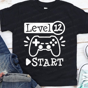 Gamer Geburtstag svg, 12. Geburtstag svg, Level 12 svg, Dxf, Eps, Png, Game Controller svg, Videospiel Schneidedateien, lustiges svg, Silhouette, Cricut