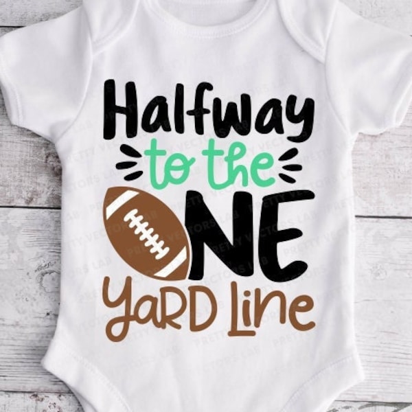 Half Way To One Svg, Half Birthday Cut Files, Football Svg, Six Month Birthday Svg Dxf Eps Png, Baby Boy Clipart, 6 Month, Silhouette Cricut