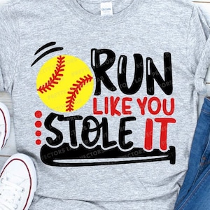 Run Like You Stole It Svg, softbal Svg, softbal moeder gesneden bestanden, grappig citaat Svg, dxf, eps, png, zus gezegden clipart, silhouet, Cricut