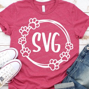 Paw Svg, Paw Print Circle Cut-bestand, Paws Frame Clipart, Dog Paw Svg, Cat Paw, Animal Prints Svg Dxf Eps Png, Monogram Svg, silhouet Cricut