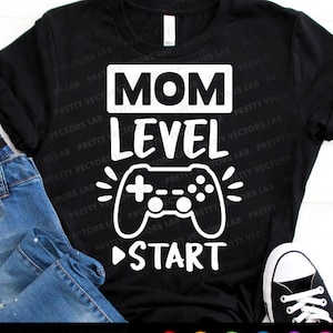 Nova Mãe Svg, Mãe Gamer Svg, Arquivos de Corte de Nova Mamãe, Início de Nível de Mãe Svg, Citação Engraçada Svg Dxf Eps PNG, Clipart de Frases de Gamer, Silhueta, Cricut