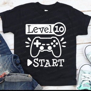 Gamer Geburtstag svg, 10.Geburtstag svg, Level 10 svg, Dxf, Eps, Png, Game Controller svg, Videospiel Schneidedateien, lustiges svg, Silhouette, Cricut