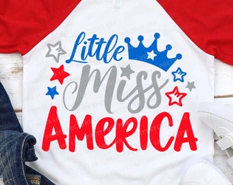 Little Miss America Svg, 4th of July Svg, Girls Patriotic Cut Files, American Baby Girl Svg, America Svg, Dxf, Eps, Png, Silhouette, Cricut