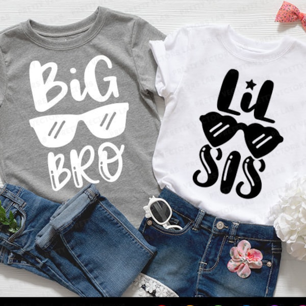 Big Brother Svg, Little Sister Svg, Big Bro Svg, Lil Sis Svg, Sunglasses Cut Files, Siblings Quote Svg Dxf Eps Png, Funny, Silhouette Cricut