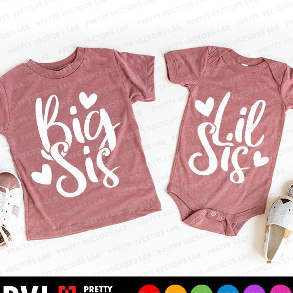 Big Sis Svg, Lil Sis Svg, Big Sister Svg, Little Sister Svg, Sisters Cut Files, Siblings Quote Svg, Dxf, Eps, Png, Family, Silhouette Cricut