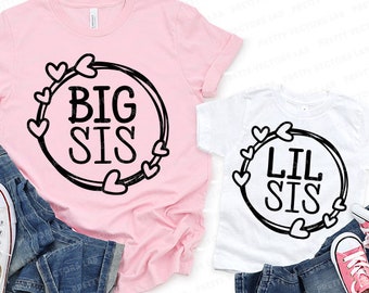 Big Sis Svg, Lil Sis Svg, Big Sister Svg, Little Sister Svg, Sisters Cut Files, Siblings Svg, Dxf, Eps, Png, Family Quote, Silhouette Cricut