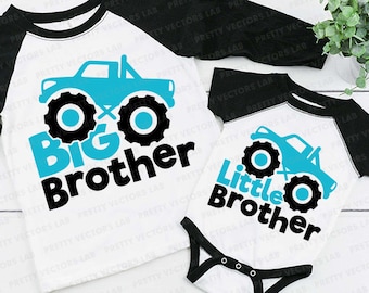 Big Brother Svg, Little Brother Svg, Big Bro Svg, Lil Bro Svg, Monster Truck Cut Files, Siblings Quote Svg, Dxf, Eps, Png, Silhouette Cricut