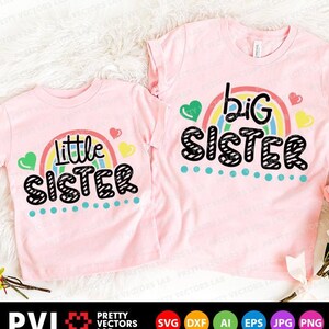 Große Schwester SVG, kleine Schwester SVG, Schwestern Cut Files, Regenbogen Dateien, Geschwister Design, Dxf Eps Png, Familie Zitat, Mädchen Clipart, Silhouette, Cricut