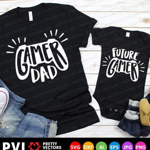 Papá gamer SVG, Futuro gamer SVG, Papá y yo SVG, Archivos de corte de padre e hijo, SVG divertido, DXF, EPS, PNG, Camisetas a juego SVG, Silhouette Cricut