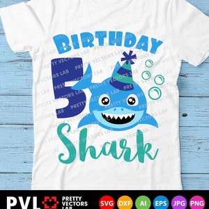 Download Shark 3rd Birthday Svg Boy Birthday Shark Svg Dxf Eps Png Etsy