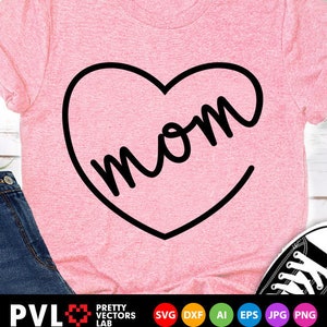 Mors dag Svg, Mamma Svg, Mors hjärta Svg, Kärlek Mamma Svg Dxf Png, Mammas söta design, Mors tröjdesign, Silhuett, Cricut Cut-filer bild 1