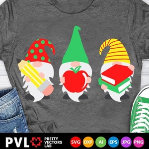 Back to School Gnomes Svg, School Cut Files, Gnome Svg, Teacher Svg Dxf Eps Png, First Day of School, Kids Svg, 1st Day, Cricut, Silhouette