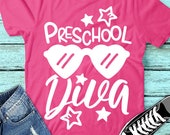 Preschool Diva Svg, Back To School Svg, Preschool Shirt Design, Girls Svg, Dxf, Eps, Kids, First Day of School Cut Files, Silhouette, Cricut