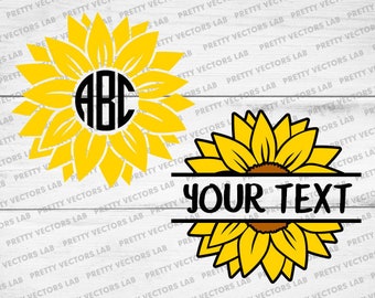 Download Sunflower svg Sunflower Monogram Frame svg dxf eps png | Etsy