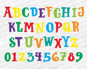 Colorful Alphabet Svg, Kids Font Svg, Cute Birthday Party Font Svg Dxf Eps, Magical Font Clip Art, Cool Letters & Numbers Clipart, Cut Files