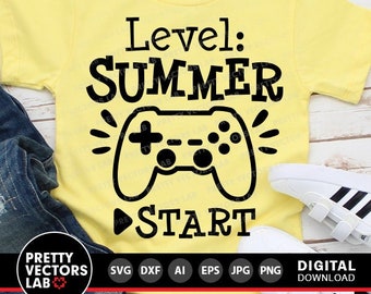 Level Summer Svg, Summer Cut Files, Kids Vacation Svg Dxf Eps Png, End of School Svg, Last Day of School Png, Video Game, Silhouette, Cricut