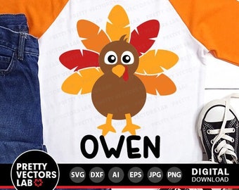Boy Turkey Svg, Thanksgiving Svg Dxf Eps Png, Fall Cut Files, Boys Monogram Svg, Kids Shirt Design, Autumn Baby Clipart, Silhouette, Cricut
