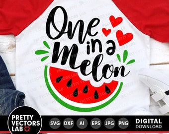 Een in een meloen Svg, watermeloen Svg, zomer gesneden bestanden, vakantie Svg, Dxf, Eps, Png, Kids Shirt Design, grappig citaat Clipart, silhouet Cricut