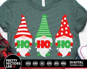 Christmas Gnomes Svg, Christmas Svg, Three Gnomes Svg Dxf Eps Png, Holidays Cut File, Ho Ho Ho Clipart, Santa Svg, Winter, Silhouette Cricut