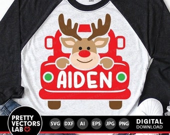 Christmas Truck Svg, Boys Reindeer Svg, Vintage Truck Back Svg, Dxf, Eps, Png, Kids Cut Files, Deer Clipart, Monogram Svg, Silhouette Cricut