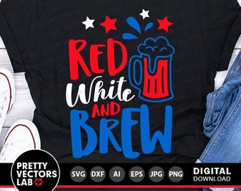 Rojo, blanco y cerveza Svg, 4 de julio Svg, archivo de corte patriótico, cerveza Svg, divertido, clipart de EE. UU., América Svg Dxf Eps Png, alcohol, silueta de Cricut
