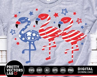 4th of July Flamingo Svg, America Cut Files, Fourth of July Svg Dxf Eps Png, Flamingos Svg, USA Flag Clipart, Sublimation, Silhouette Cricut