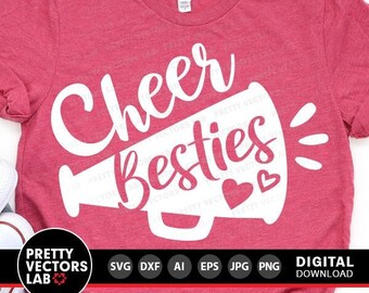 Cheer Besties Svg, Cheer Megaphone Cut Files, Cheerleader Svg, Dxf, Eps, Png, Best Friends Clipart, Mom Svg, Sublimation, Silhouette, Cricut