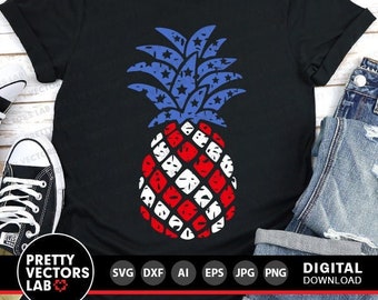 Verontruste Amerikaanse ananas Svg, 4 juli gesneden bestanden, grunge patriottische ananas Svg, Dxf, Eps, Png, USA Shirt Design, Cricut silhouet