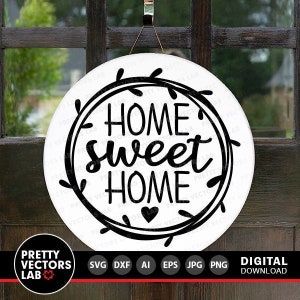 Home Sweet Home Svg, Home Decor teken Svg Dxf Eps Png, boerderij Svg, rustieke Svg, welkom citaat gesneden bestanden, kussen Clipart, Cricut, silhouet