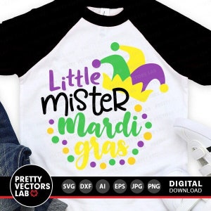 Little Mister Mardi Gras Svg, Mardi Gras Svg, dxf, eps, png, jongens gesneden bestand, Fat Tuesday, baby clipart, 1e Mardi Gras Svg, silhouet Cricut