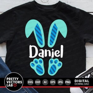 Hasen-Svg, Osterschnitt-Datei, Osterhase-Svg-Dxf Eps Png, Baby Clipart, Kinder-Svg, Jungen-Shirt-Design, Kaninchenohren und -füße, Silhouette Cricut
